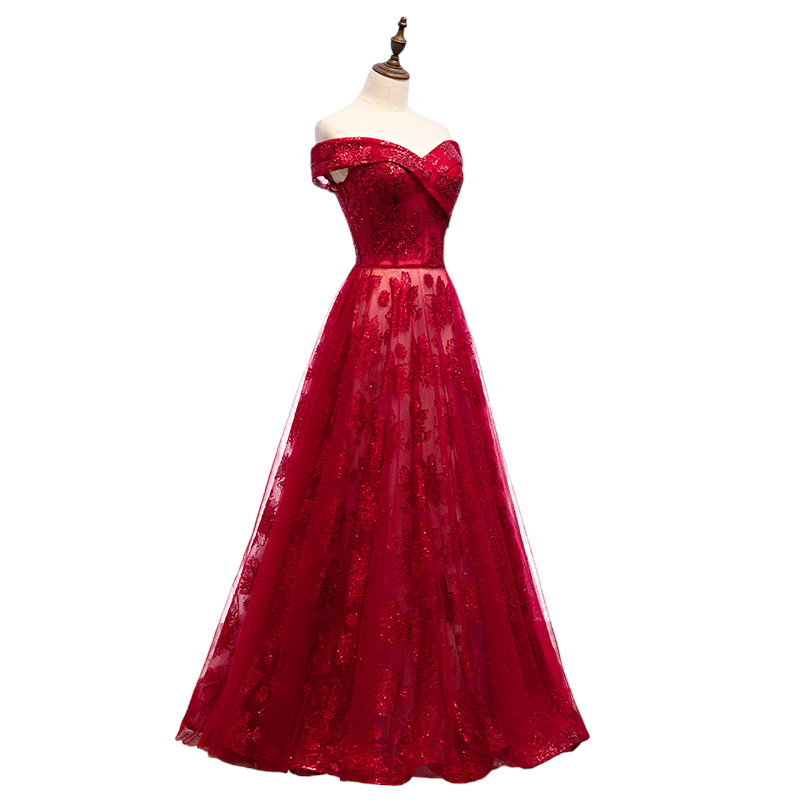 Plus Size Wrap Off Shoulder Evening Dress