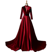 Plus Size Sexy Red Long Sleeve Gown