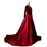 Plus Size Sexy Red Long Sleeve Gown