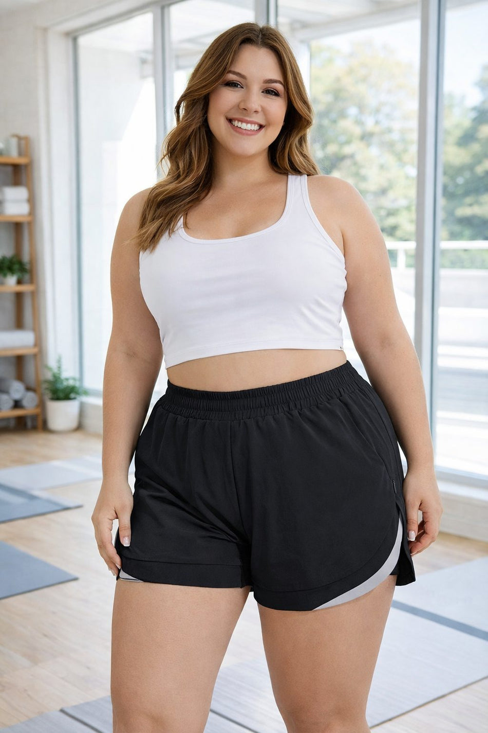 MotionEase Plus Size Khaki Running Shorts – Curve-Friendly Activewear