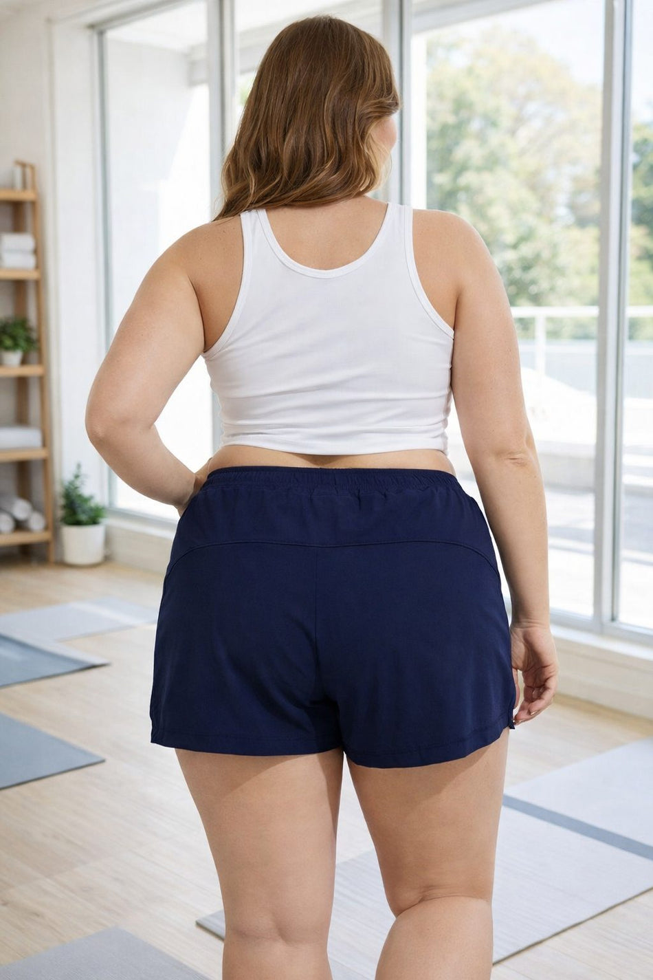 MotionEase Plus Size Khaki Running Shorts – Curve-Friendly Activewear