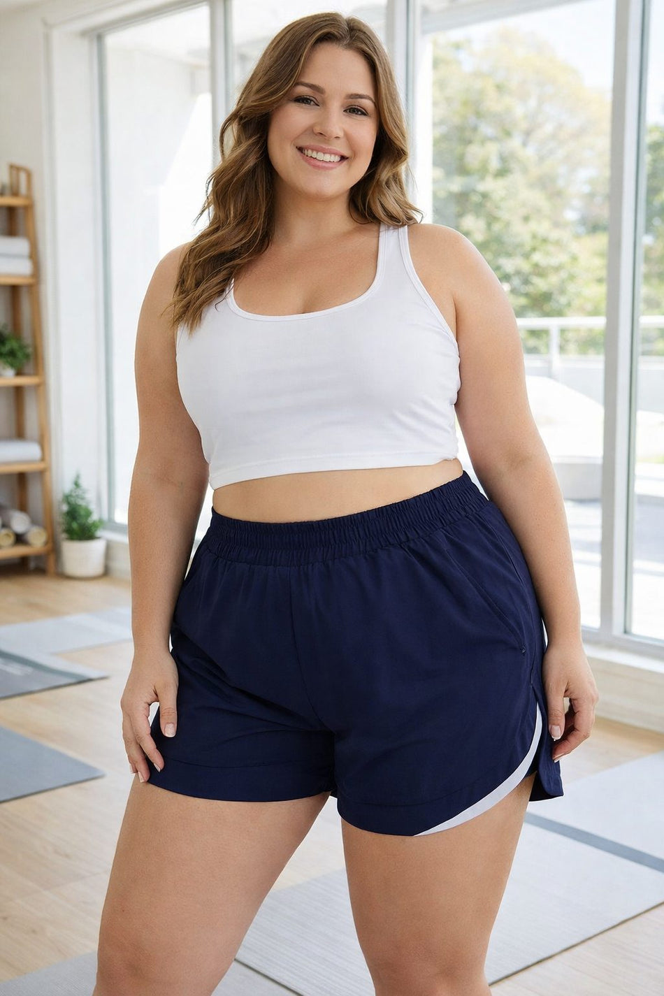 MotionEase Plus Size Khaki Running Shorts – Curve-Friendly Activewear