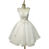 Plus Size 3D Applique Butterfly Party Dress (White)