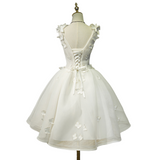 Plus Size 3D Applique Butterfly Party Dress (White)