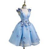 Plus Size 3D Applique Butterfly Party Dress (White)