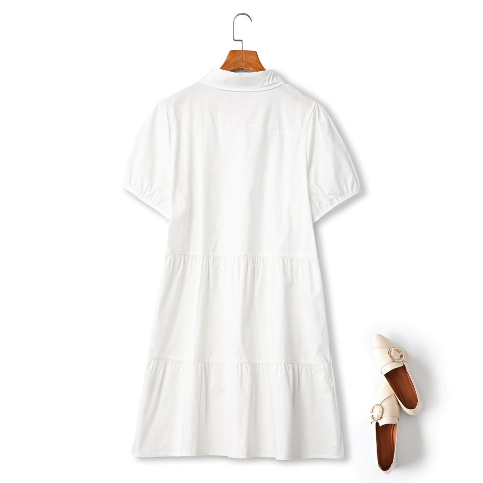 Plus Size Babydoll Shirt Dress White / 26/28 Plus Size Babydoll Shirt Dress White / 26/28