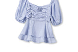 Plus Size Blue Square Neck Peplum Top