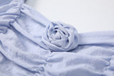 Plus Size Blue Square Neck Peplum Top