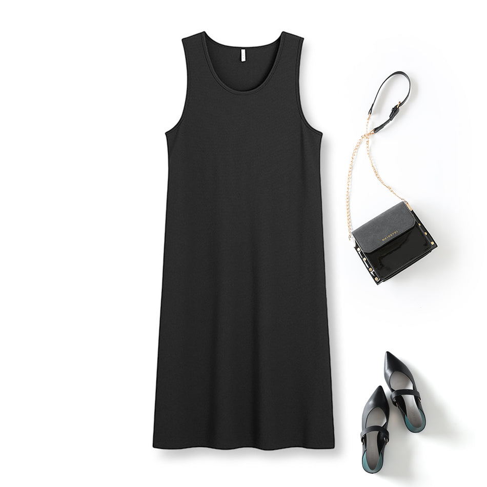 Plus Size Basic Tank Dress - Black
