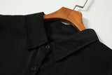Plus Size Bias Black Shirt Dress - collar