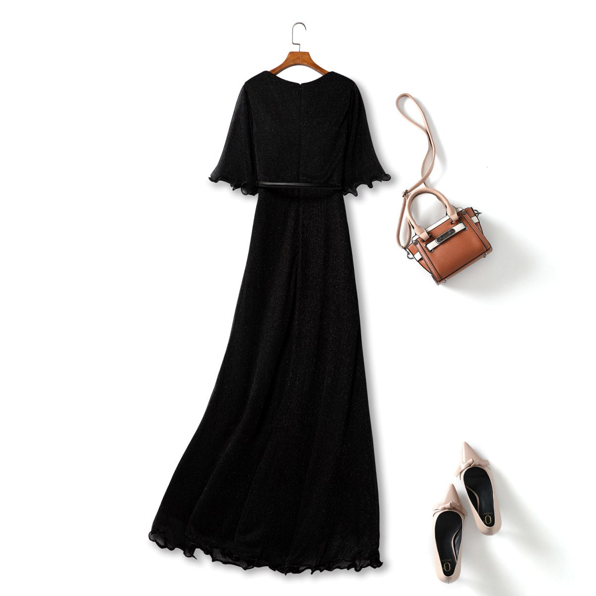 Enchanted Velvet: Asymmetrical Floral Embellished A-Line Evening Dress for Alluring Occasions
