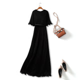 Plus Size Black A Line Evening Dress - back view