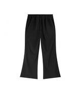 Black bell bottom trousers back view plus size high waist elastic waist pants