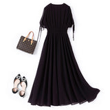 Plus Size Black Chiffon Midi Dress