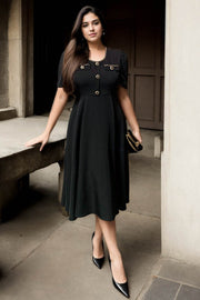 Plus Size Black Chain Classy Dress