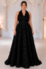 Margaux Plus Size Black Halter Evening Dress