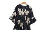 Jayla Plus Size Black Floral Babydoll Dress