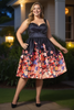 Linnea Plus Size Black Floral Cocktail Dress