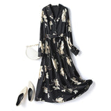 Plus Size Black Floral Long Sleeve Shirt Dress