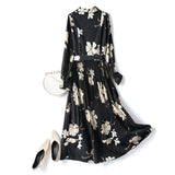 Plus Size Black Floral Long Sleeve Shirt Dress