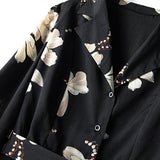 Plus Size Black Floral Long Sleeve Shirt Dress