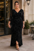 Sidonie Plus Size Black Floral 3/4 Sleeve Maxi Formal Dress