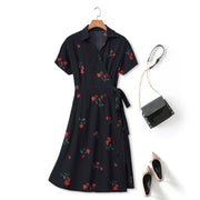 Plus Size Black Floral Wrap Shirt Dress