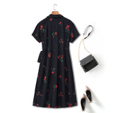 Plus Size Black Floral Wrap Shirt Dress