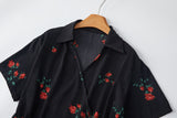 Milana Plus Size Black Floral Wrap Shirt Dress