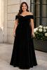 Simone Plus Size Black Off Shoulder Evening Gown