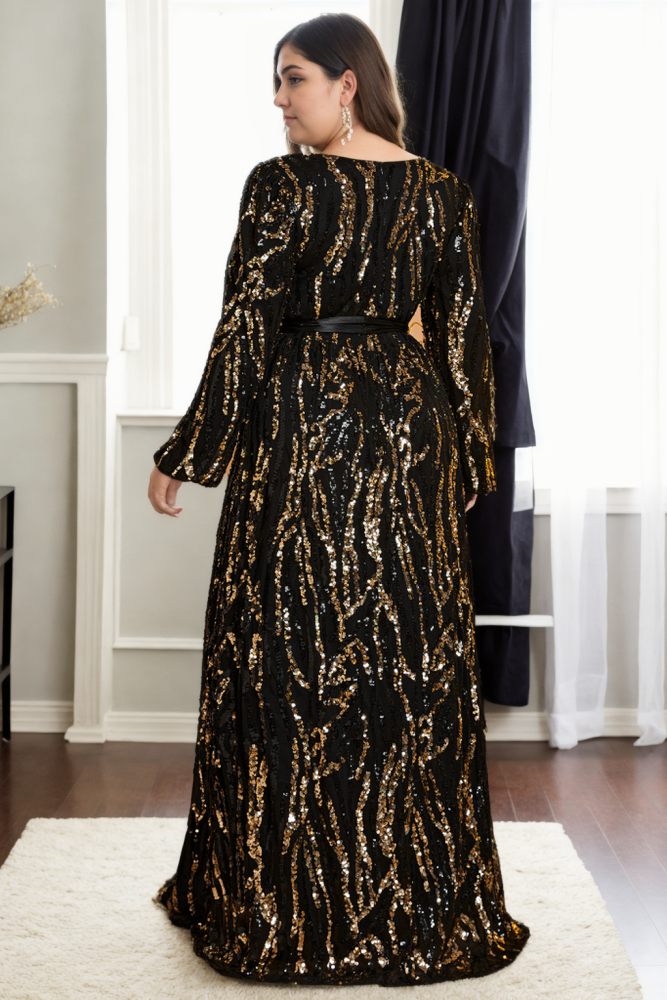 Caroline Plus Size Black Gold Wrap Evening Dress Hello Curve Caroline Plus Size Black Gold Wrap Evening Dress Hello Curve