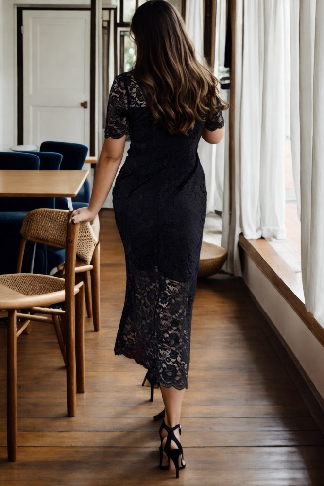 Aura Plus Size Black Lace Cocktail Dress– Hello Curve