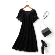 Plus Size Black Lace Short Sleeve Dress