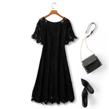 Plus Size Black Lace Short Sleeve Dress Back
