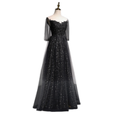 Plus Size Black Mid Sleeve Evening Dress