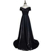 Plus Size Black Off Shoulder Evening Dress