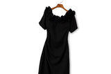 Plus Size Black Off Shoulder Fitted Evening Dress