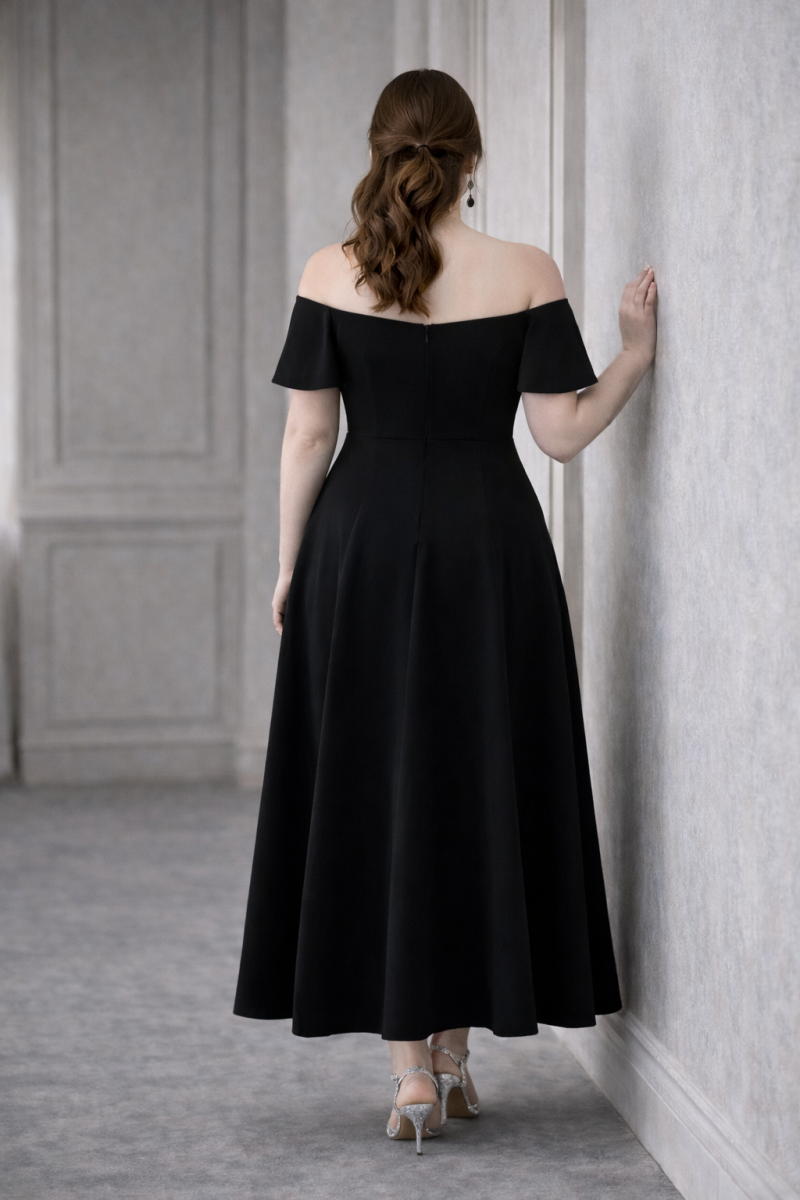 Arlette Plus Size Black Off-Shoulder Maxi Dress