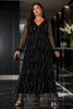 Evelina Plus Size Sequin Long Sleeve Evening Dress