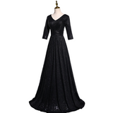 Plus Size Black Sequins Mid Sleeve Maxi Dress