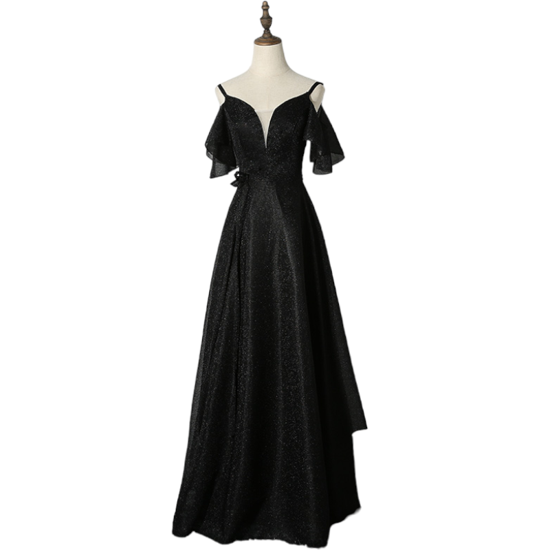 Plus Size Black Short Sleeve Off Shoulder Evening Dress– Hello Curve