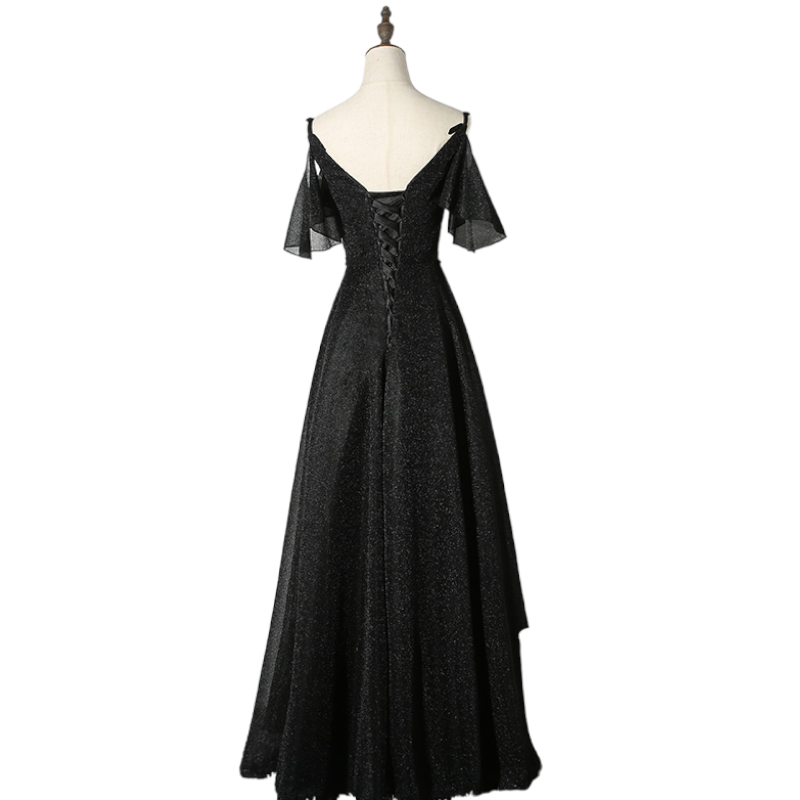Plus Size Black Short Sleeve Off Shoulder Evening Dress– Hello Curve