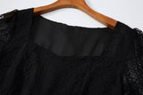 Plus Size Black Square Neck Lace Midi Dress
