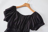 Anaya Plus Size Black Square Neck Short Sleeve Dress