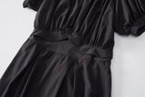 Anaya Plus Size Black Square Neck Short Sleeve Dress