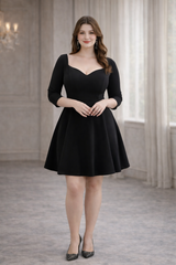 Isadora Plus Size Sweetheart Black Fit & Flare Dress