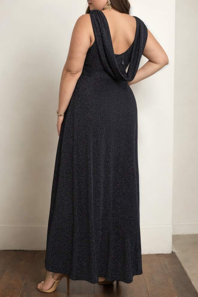 Trendy Plus Size V-Neck Irregular Hem Dress For Night Out