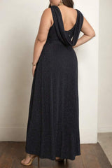 Rochelle Plus Size Black V Neck Evening Dress