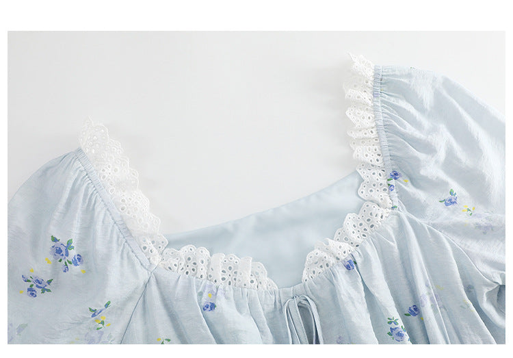 Plus Size Blue Floral Cottage Dress