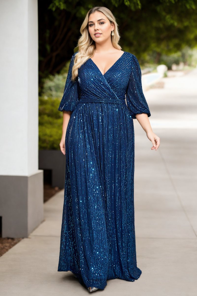 Joelle Plus Size Blue Sequins Evening Dress Hello Curve Joelle Plus Size Blue Sequins Evening Dress Hello Curve